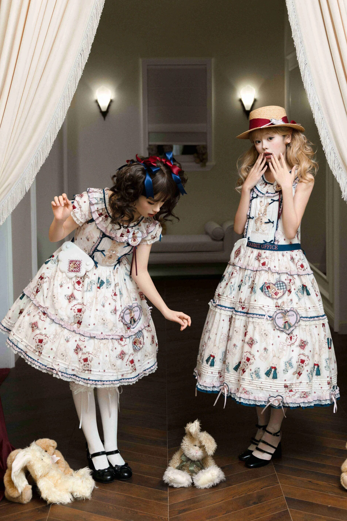 Retro Bear Puff Sleeve Dress + Sleeveless Dress