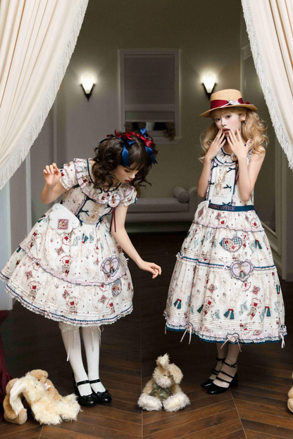 Retro Bear Puff Sleeve Dress + Sleeveless Dress