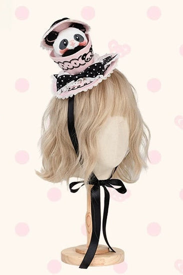 [Reservierungsschluss am 1025] Pink/Grüne Chinoiserie-Lolita-Sweet-Panda-Serie Accessoires (Teetassen-inspirierter Minihut, Pandaohren-Haube, Pandaohren-KC, Pandaohren-Barett, Haarclip, Halskette, Handtasche, Quastenbrosche, Socken)
