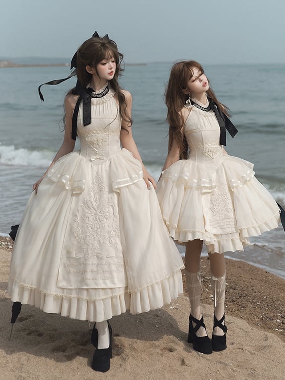 [Pre-order Deadline: May 29] Romantic Embroidered Ribbon Lolita Corset Tulle Dress