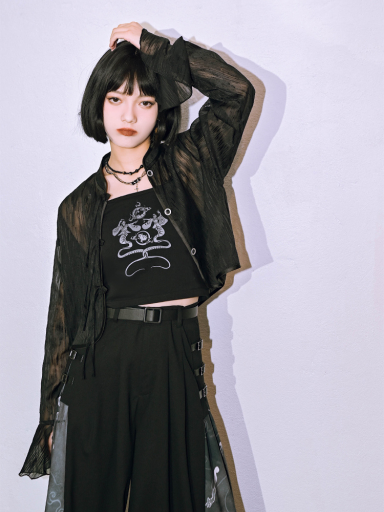 Dark China Gaze Chiffon Jacket