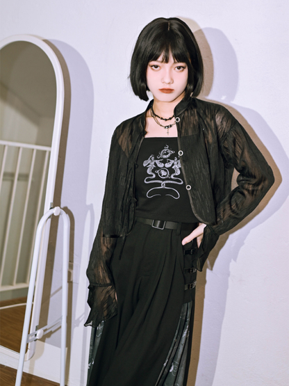 Dark China Gaze Chiffon Jacket