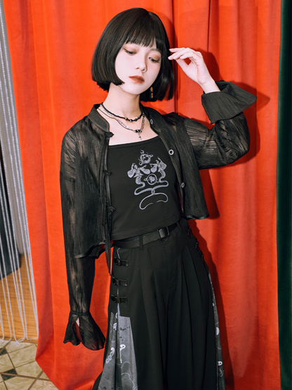 Dark China Gaze Chiffon Jacket