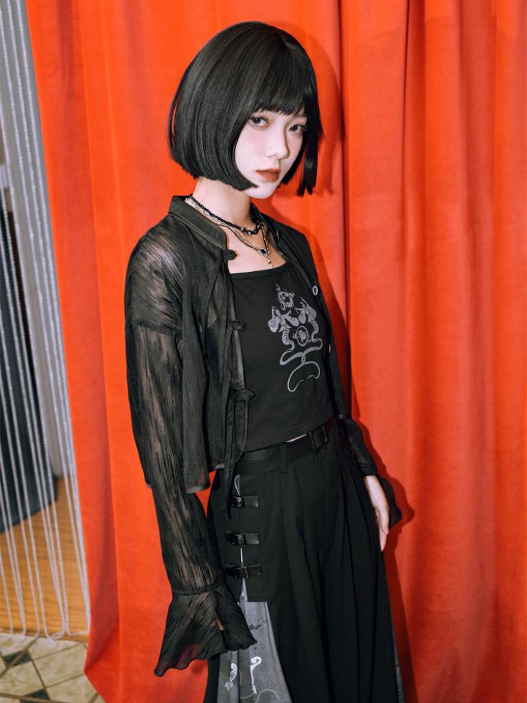 Dark China Gaze Chiffon Jacket