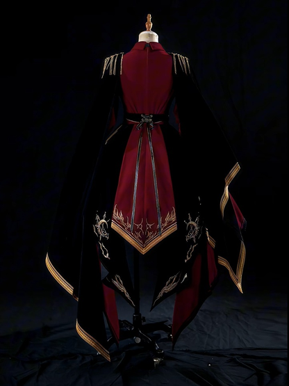 [Pre-order Deadline: November 16] Holy Army Red Black Embroidery Military Uniform Cape Dress Complete Set + Dress Set