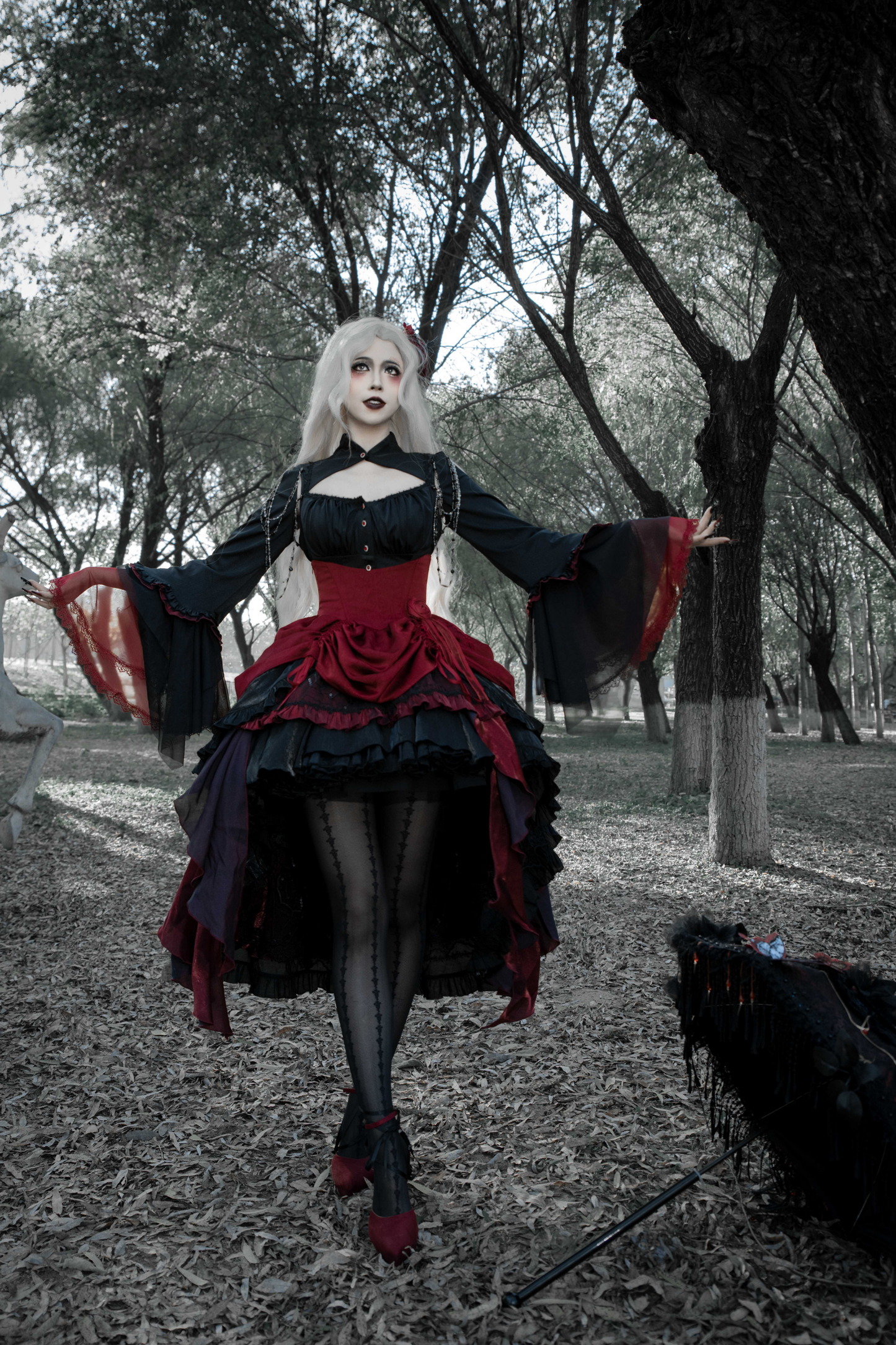 ダークフラワーゴシックロリータセットアップ