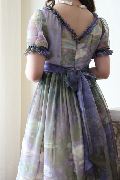 マーブルアートハイウエストマークロリータドレス