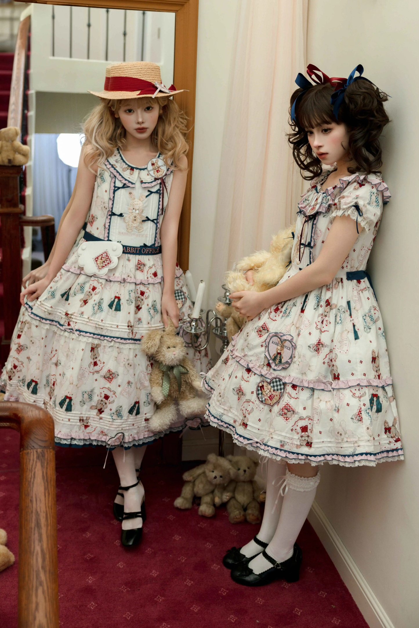 Retro Bear Puff Sleeve Dress + Sleeveless Dress