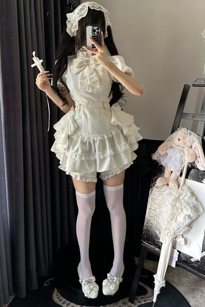 パフスリーブエレガントゴシックスタイルトップス+パンツ