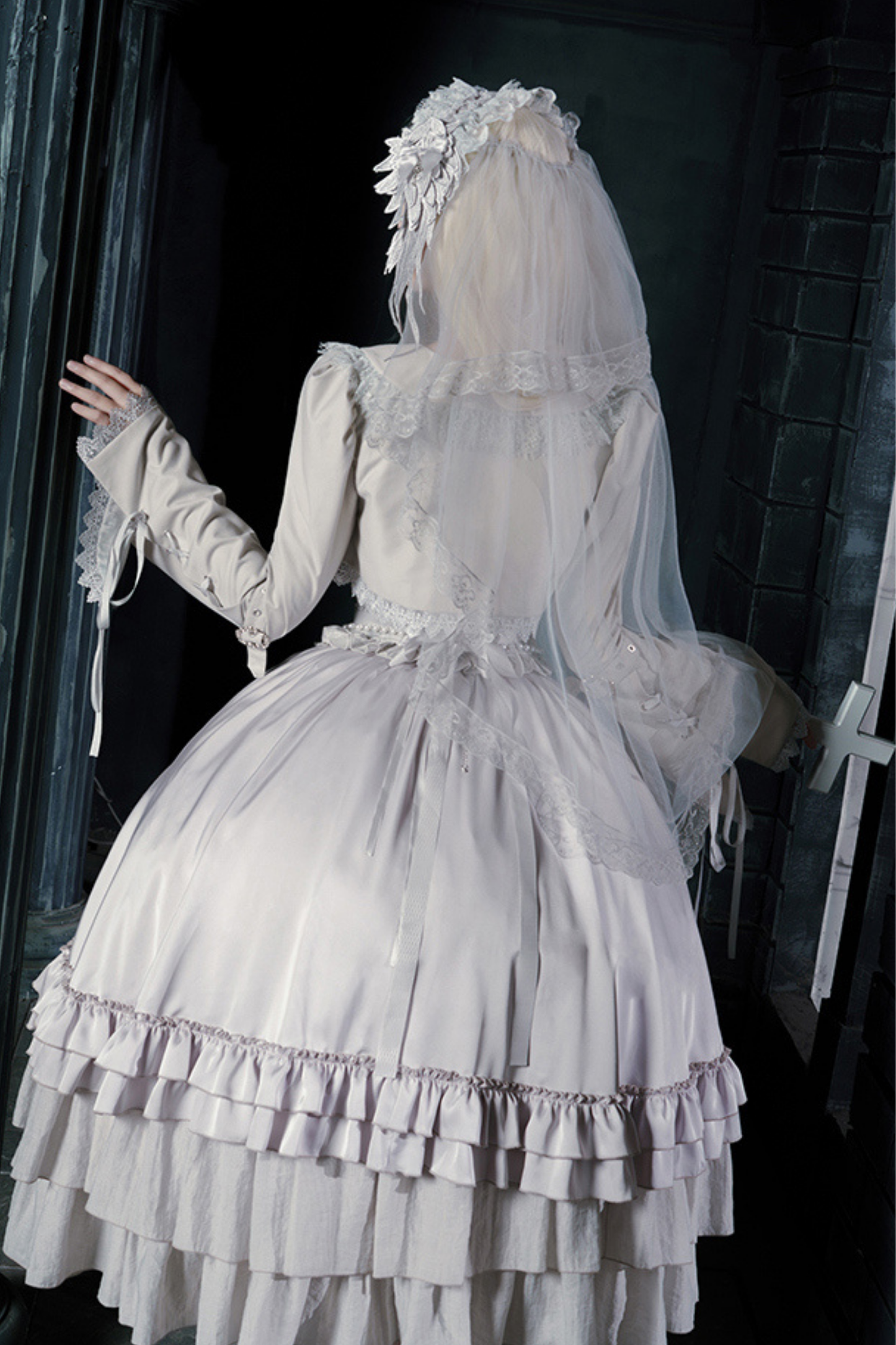 ゴシックロリータスカート+コルセット+ベール+ネックレス+ウエストチェーン