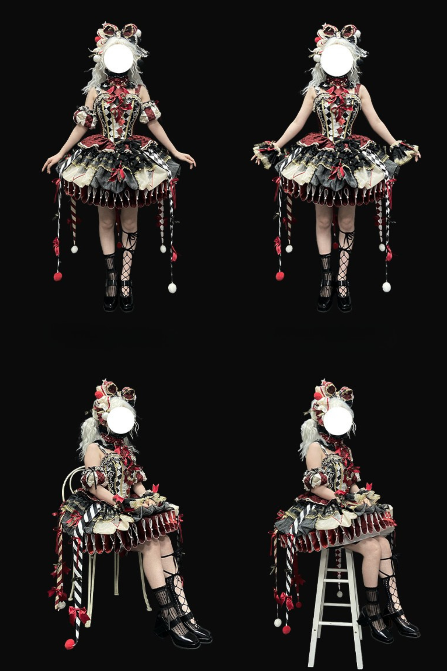 【12月26日予約締切】サーカスシリーズキングブラックアンドホワイトロリータピエロドレス＋フルセットA/B