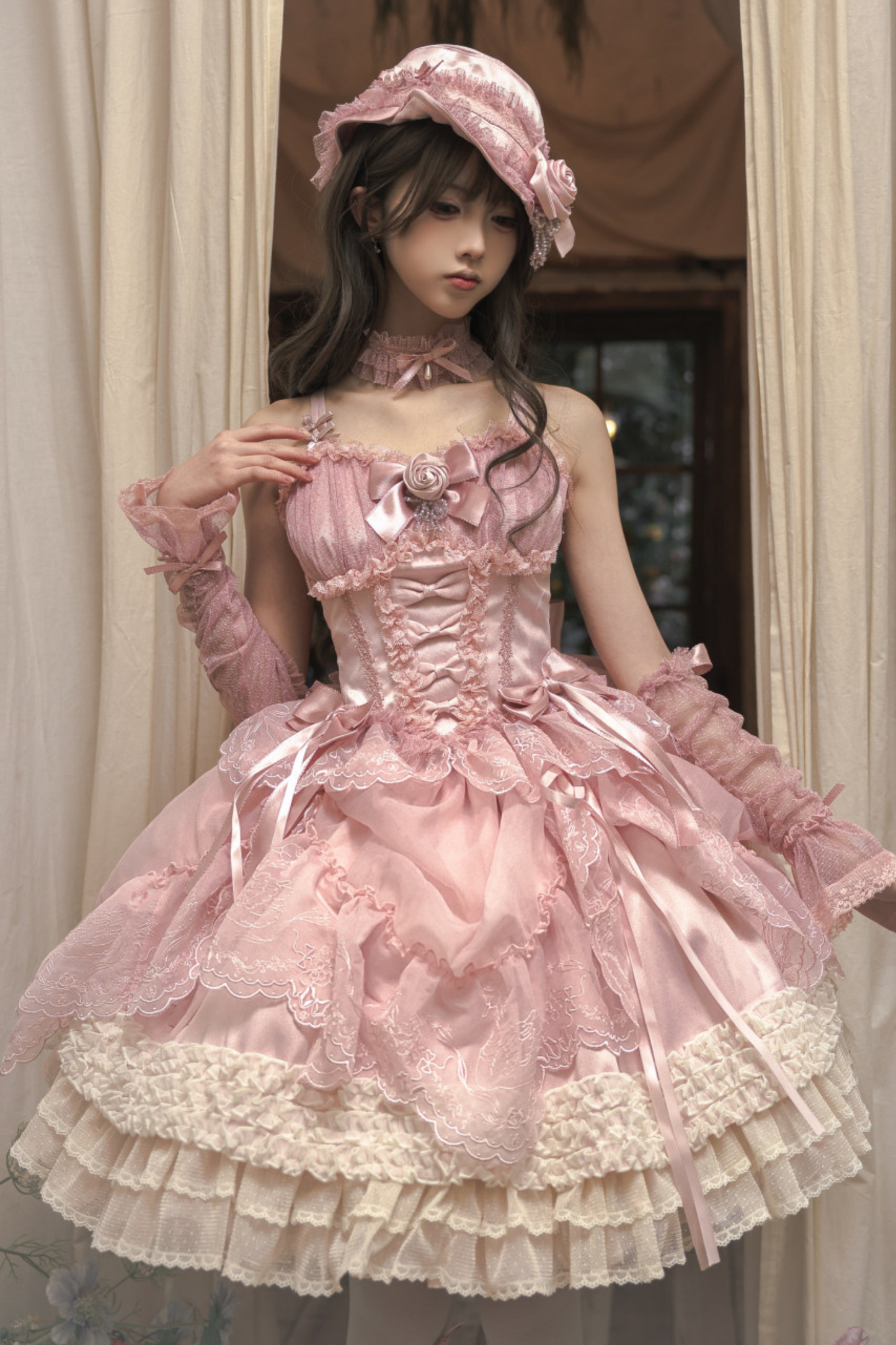 Moon River Lolita Puff Sleeve Top + Vest + Skirt