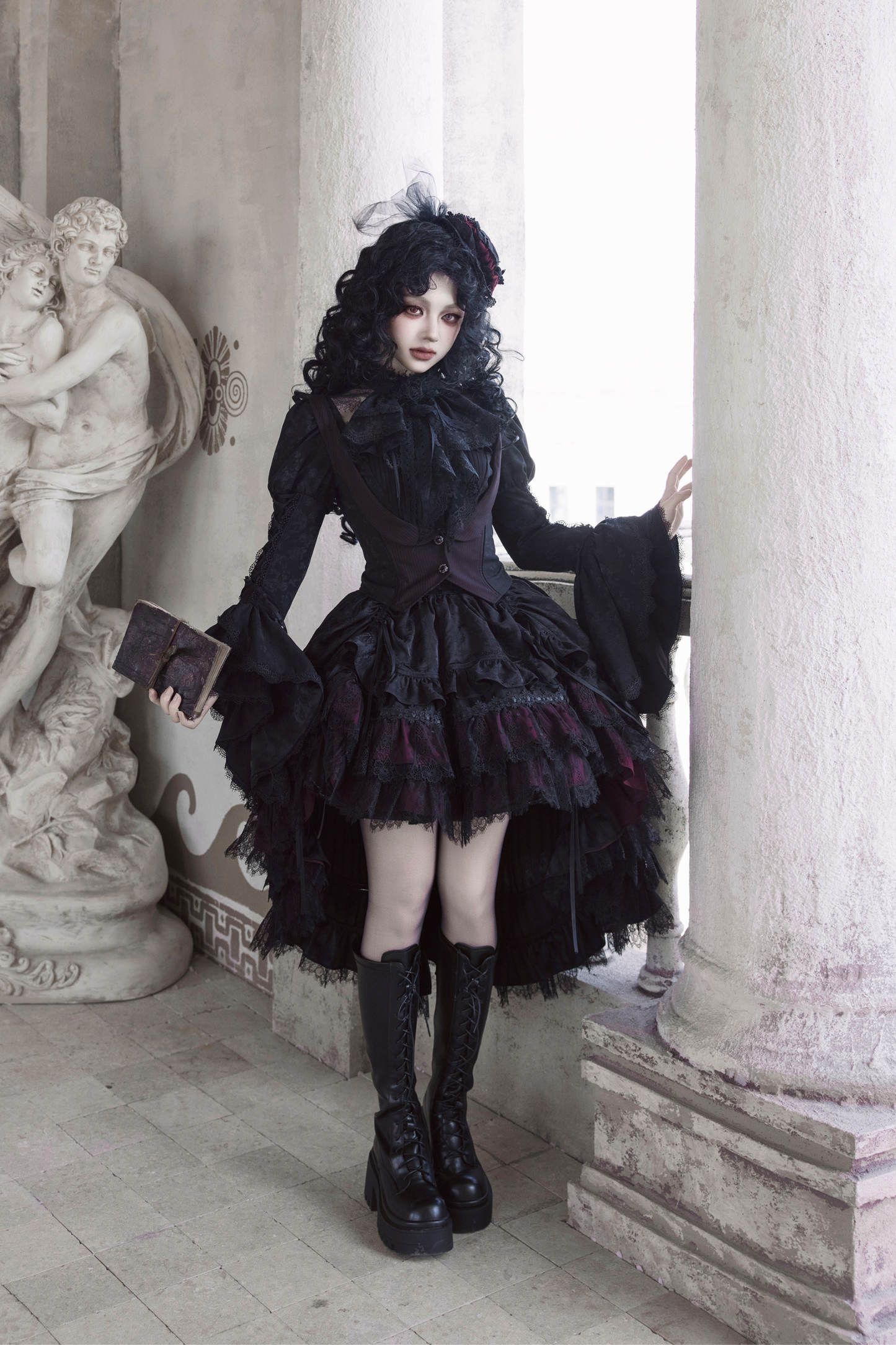 [3월 16일 예약마감] 빅토리아 릴리스 고딕 로리타 셔츠 + 조끼 + 스커트