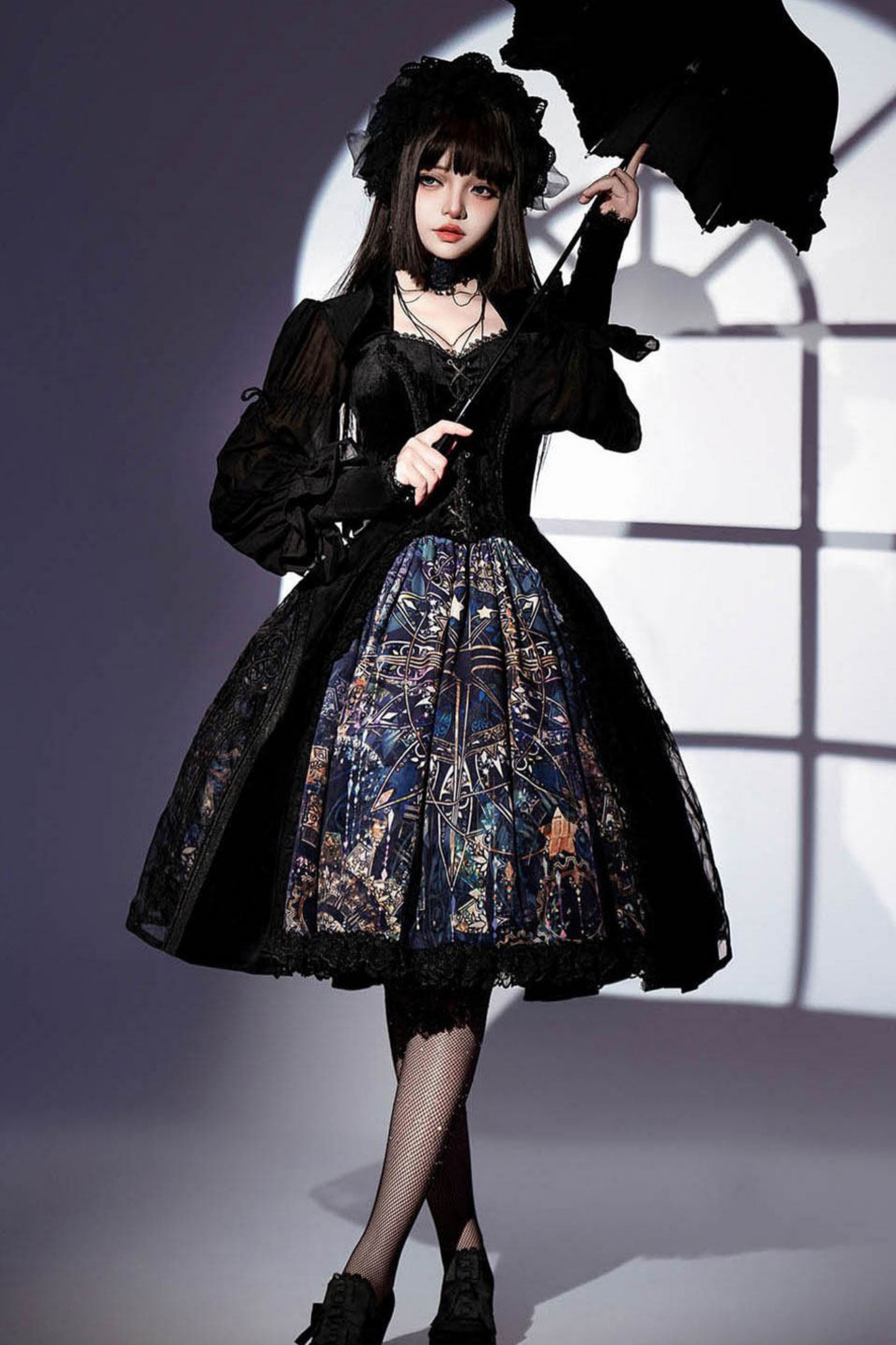 Gothic Lolita Jumper Skirt + Dark Top + Girdle