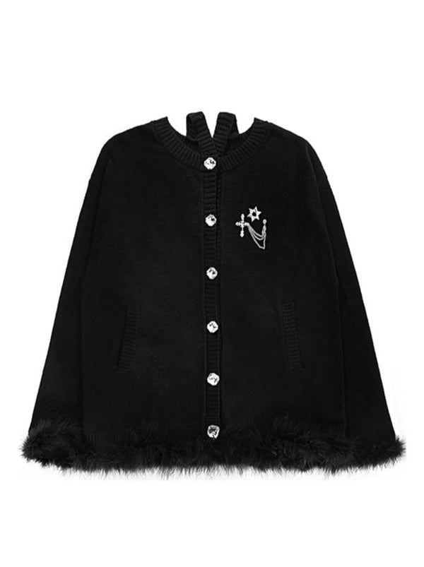 Pure Dzire Cross Feather Long Knit Cardigan