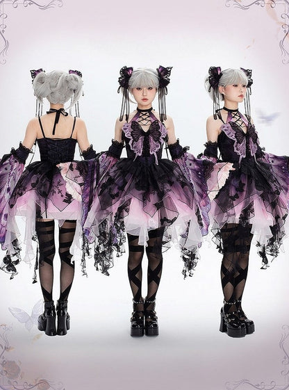 【12月16日予約締切】withered leaf butterfly1.0ゴシックホルターネックバタフライアシメチュールドレス