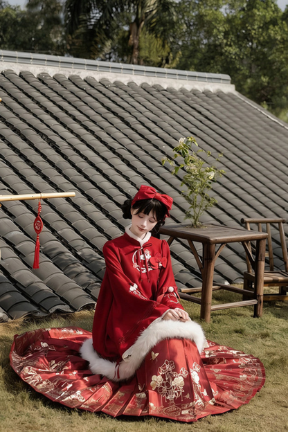 China Big Sleeve Dress + Apron + Skirt + Leg Warmers + Hairband + Clip + Pin