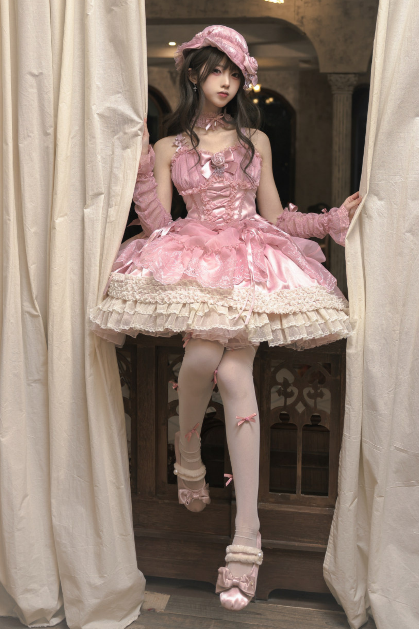 Moon River Lolita Puff Sleeve Top + Vest + Skirt