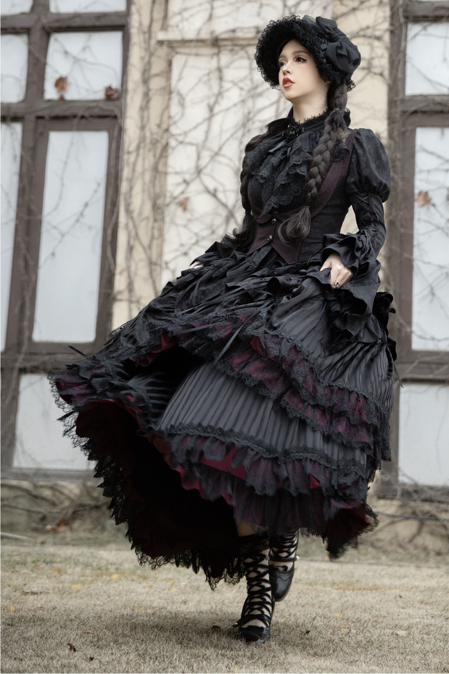 [3월 16일 예약마감] 빅토리아 릴리스 고딕 로리타 셔츠 + 조끼 + 스커트