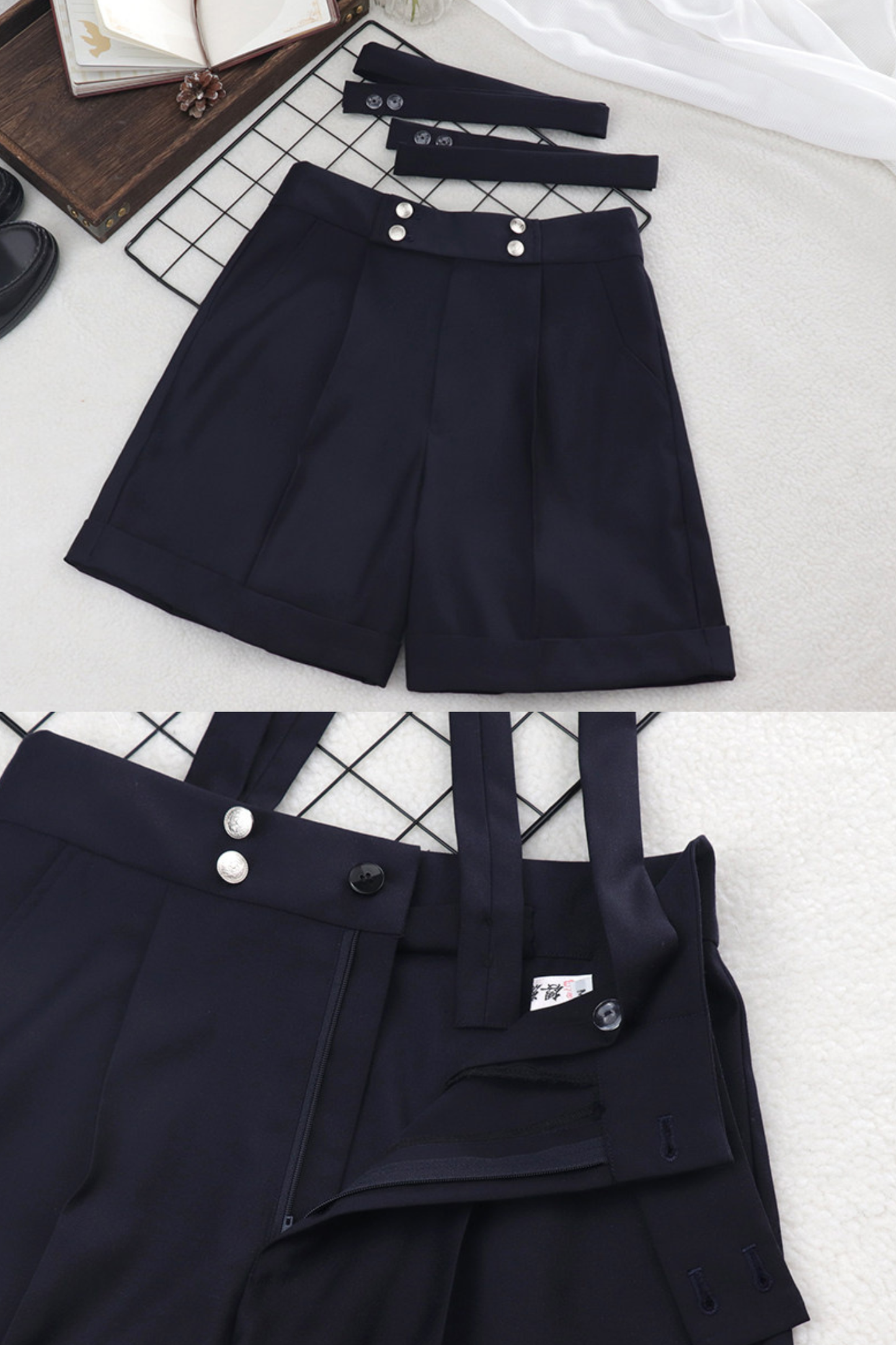 Matrosen-Hemd + Träger-Kurze Hose + Krawatte + Baskenmütze