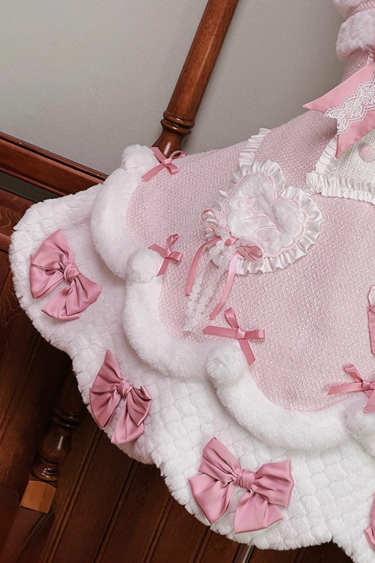 [Deadline for reservations: December 8] Frosted Sugar Rabbit Fur Ribbon Strap Dress