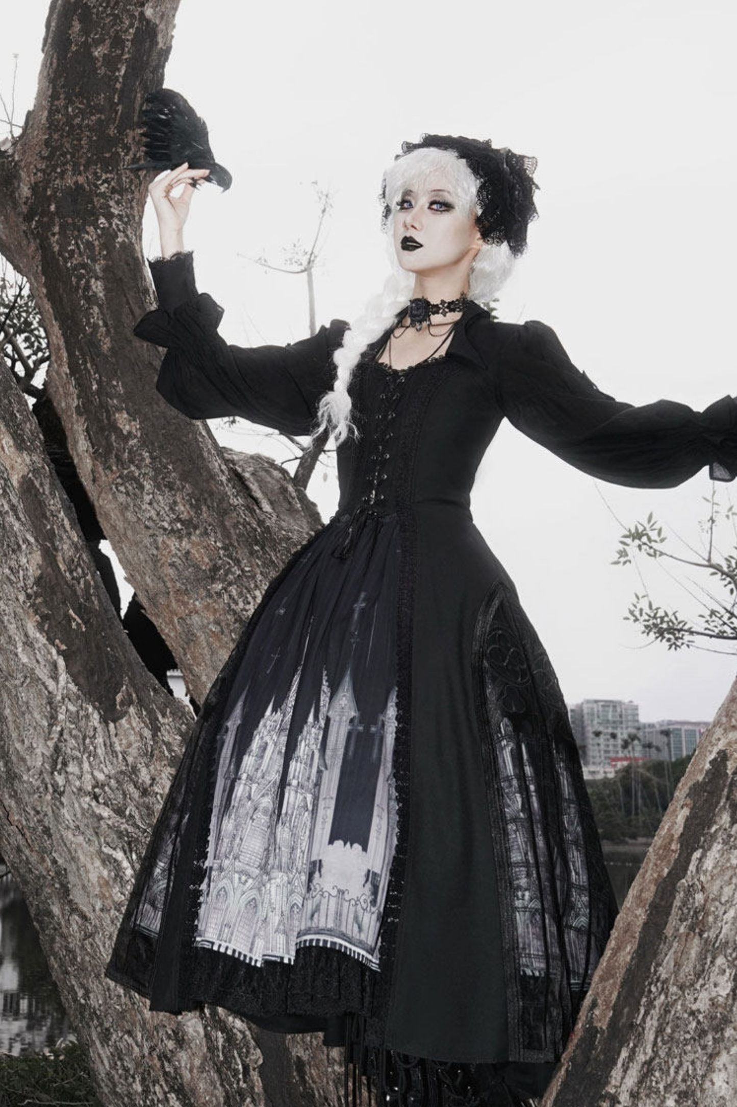 Gothic Lolita Jumper Skirt + Dark Top + Girdle