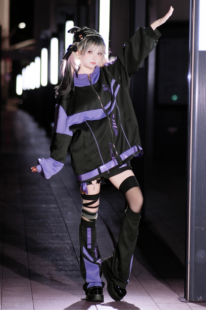 サブカルサイバージャケット+ショートパンツ+レッグカバー