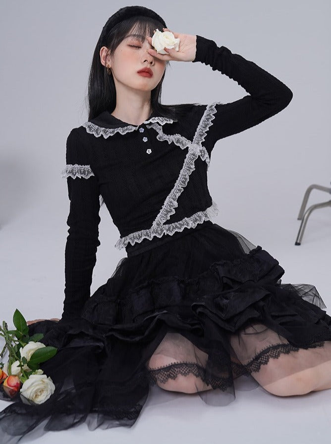 Doll Collar Lace French Top