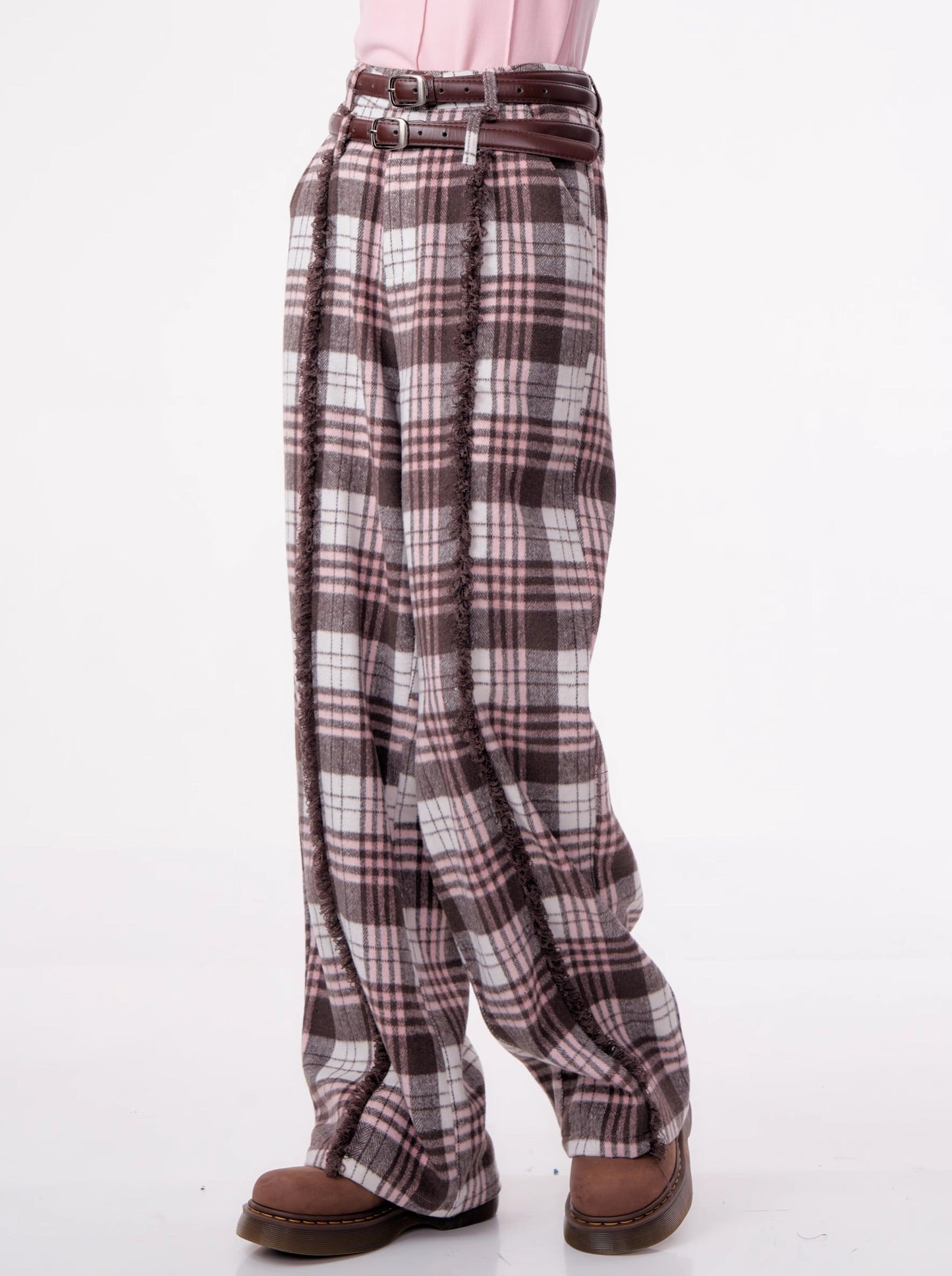 Wide Check Sweet Casual Pants