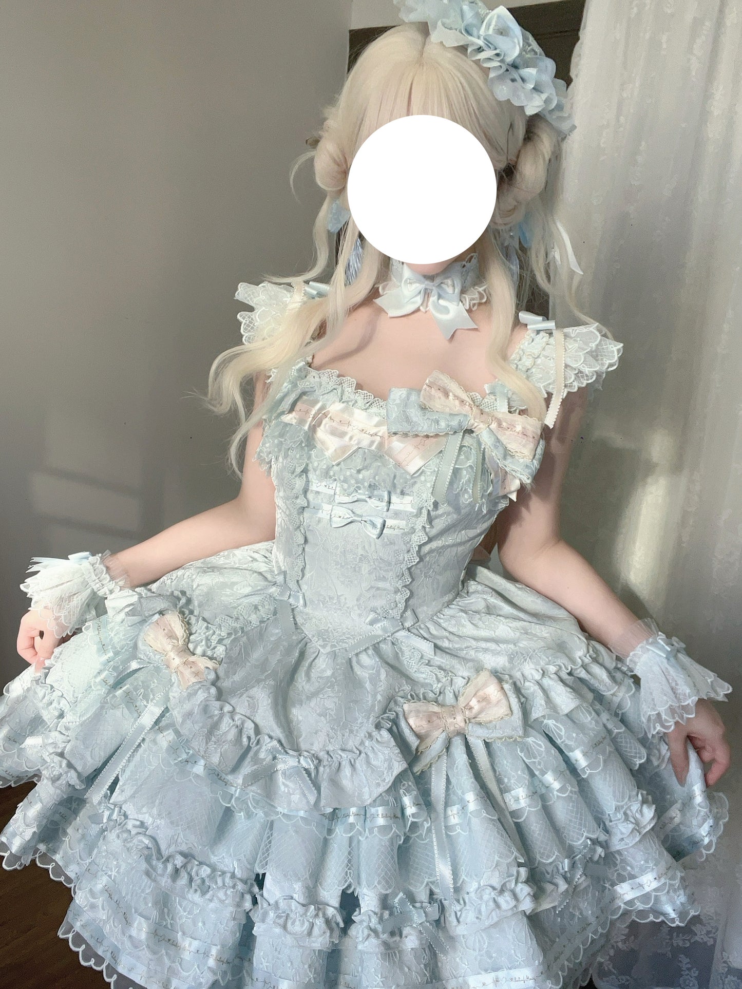 Tricolor dark gothic ribbon dress + accessories