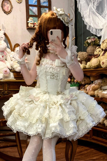 Tricolor dark gothic ribbon dress + accessories