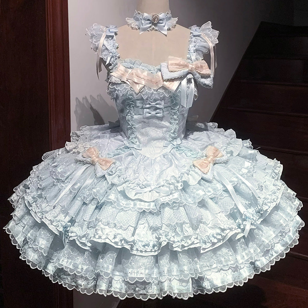 Tricolor dark gothic ribbon dress + accessories