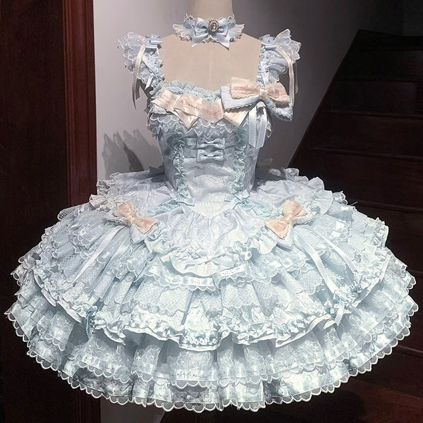 Tricolor dark gothic ribbon dress + accessories