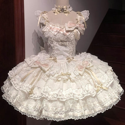 Tricolor dark gothic ribbon dress + accessories