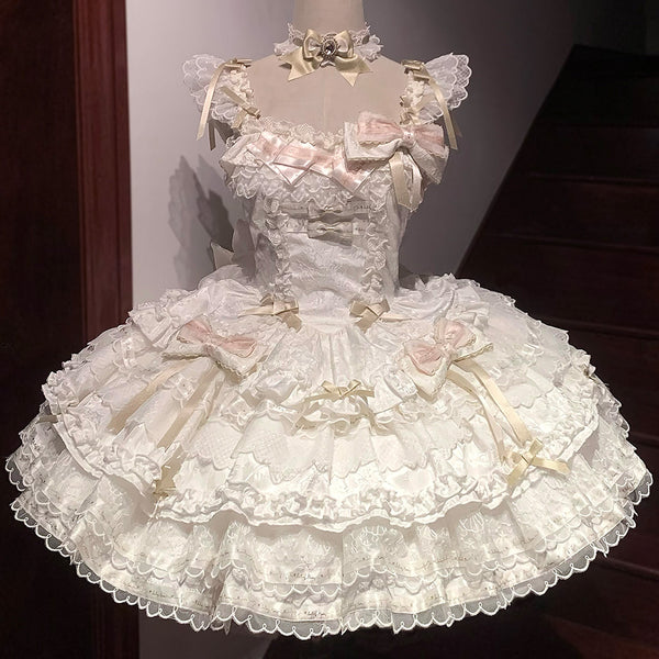 Tricolor dark gothic ribbon dress + accessories