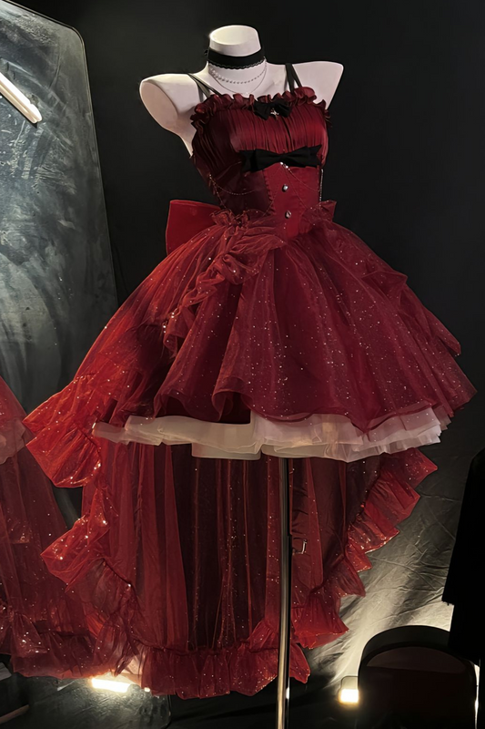 Halloween Red Princess Dress + Tail + Ribbon + Neck Color