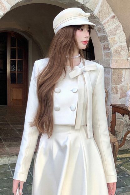 French Suite Elegant Jacket + Long Flare Skirt