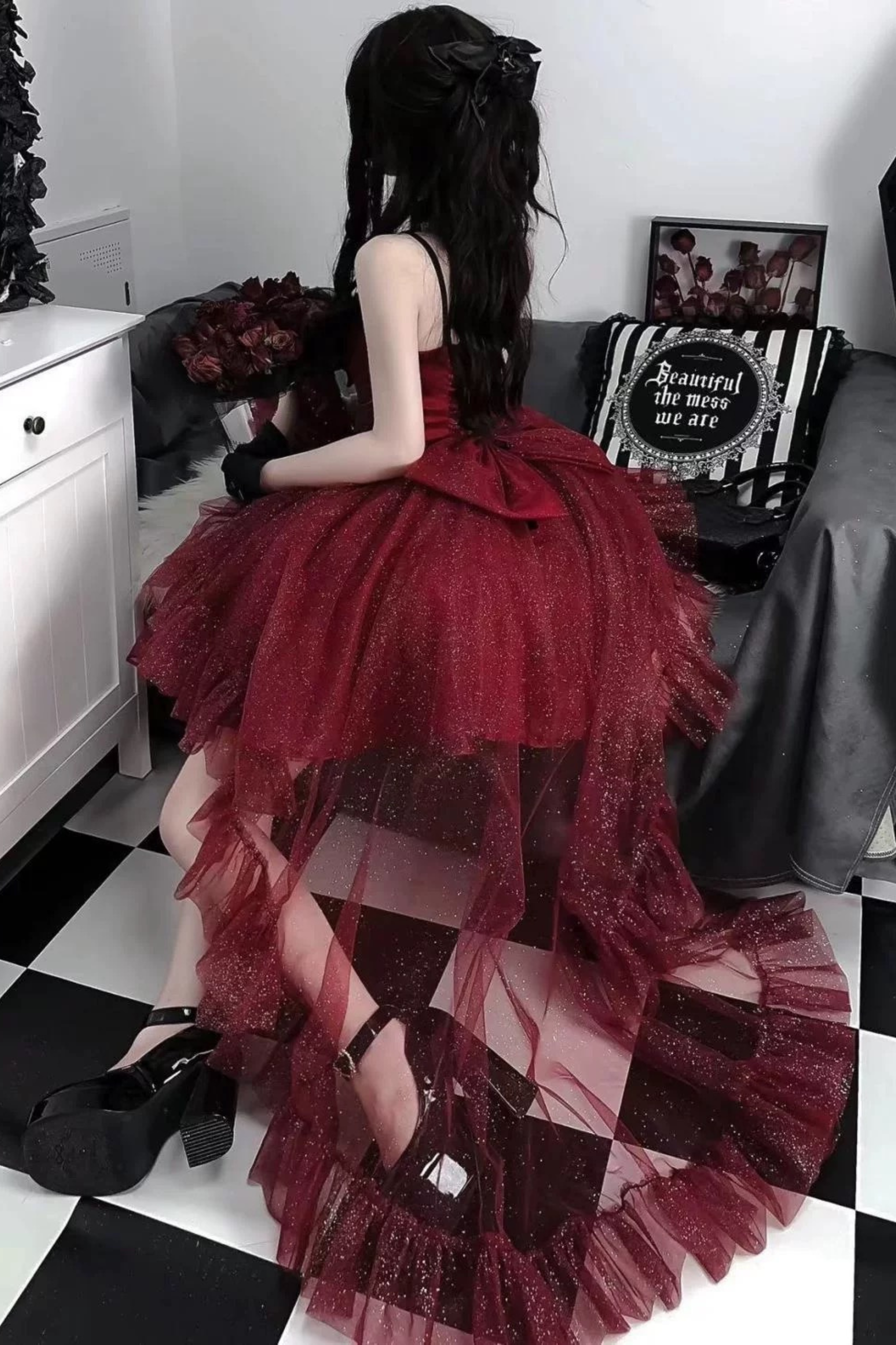 ハロウィンレッドプリンセスドレス+テール+リボン+ネック ハロウィンレッドプリンセスドレス+テール+リボン+ネック