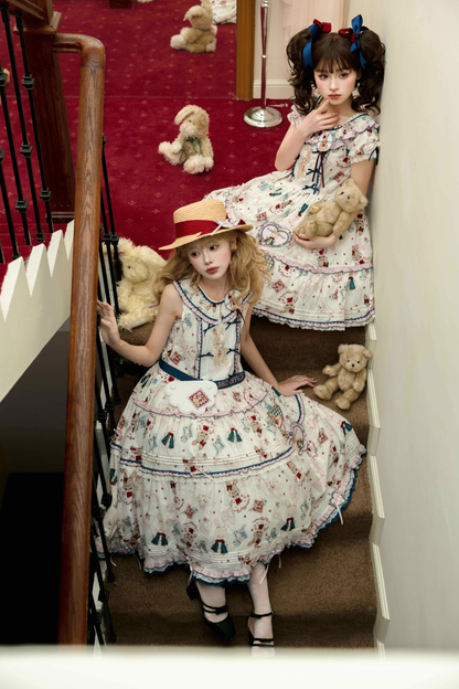 Retro Bear Puff Sleeve Dress + Sleeveless Dress
