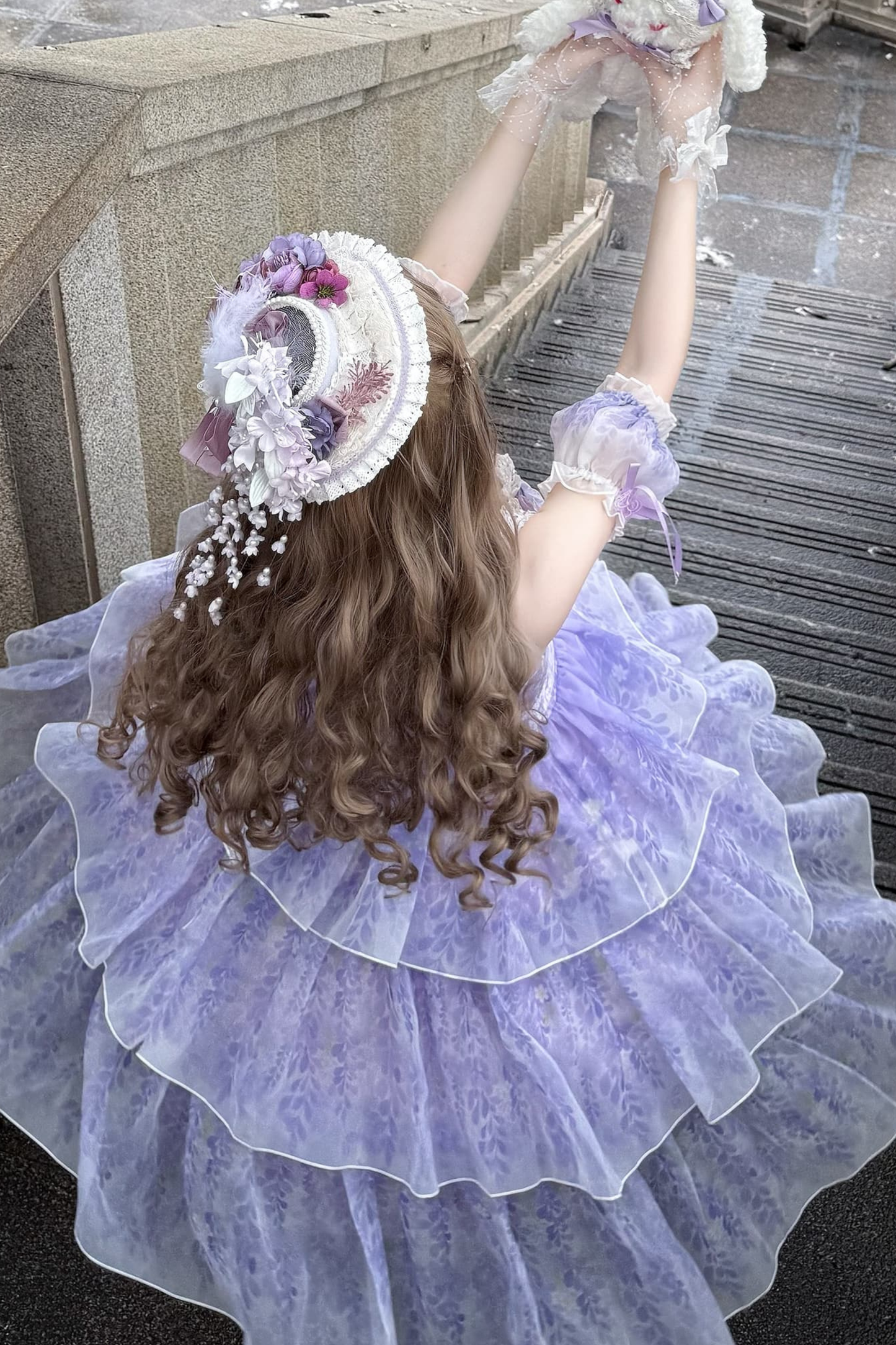 【予約商品】バレエスタイルエレガントドレス+ハット+ヘアバンド+リボンテール