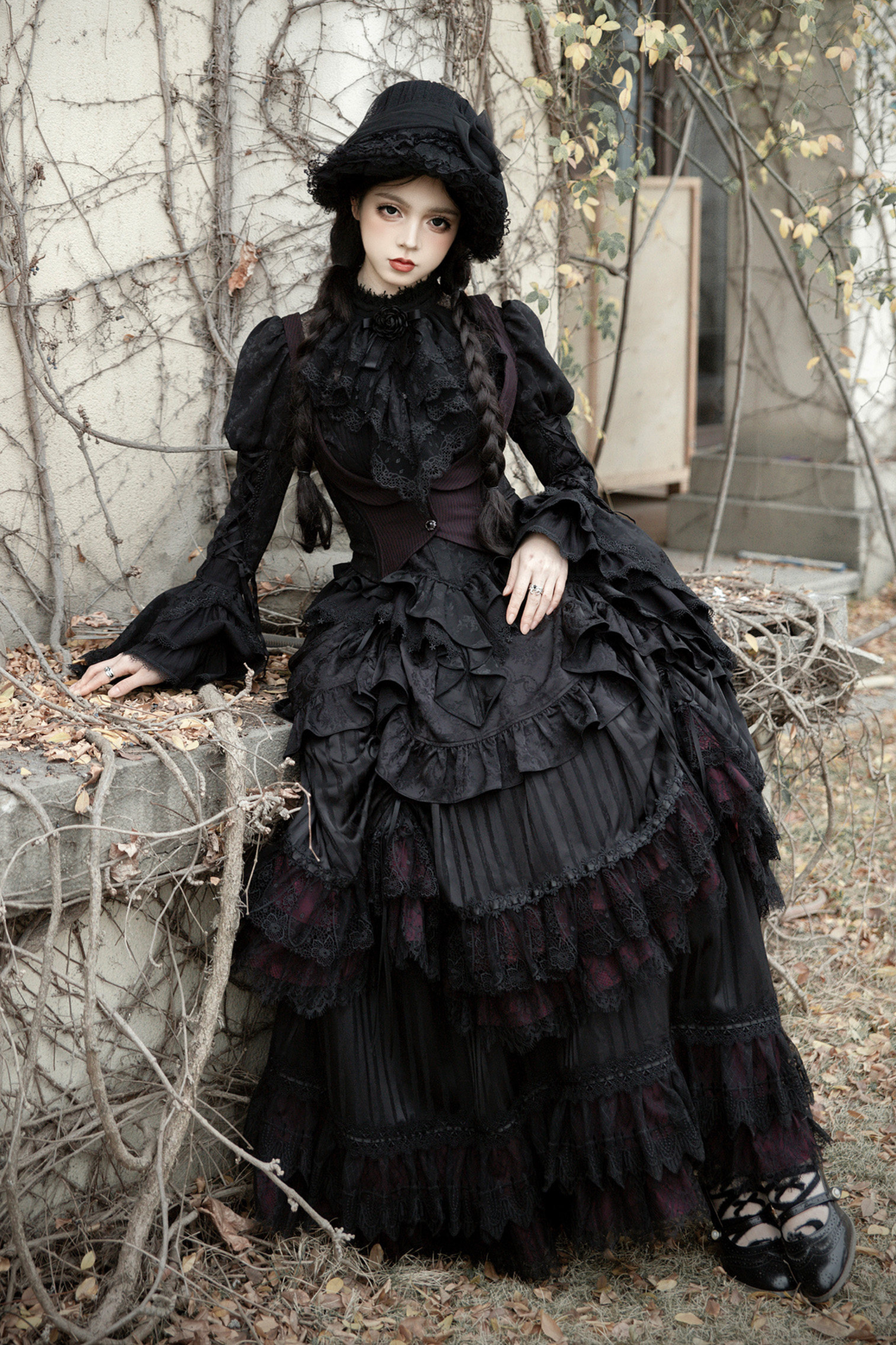 [3월 16일 예약마감] 빅토리아 릴리스 고딕 로리타 셔츠 + 조끼 + 스커트