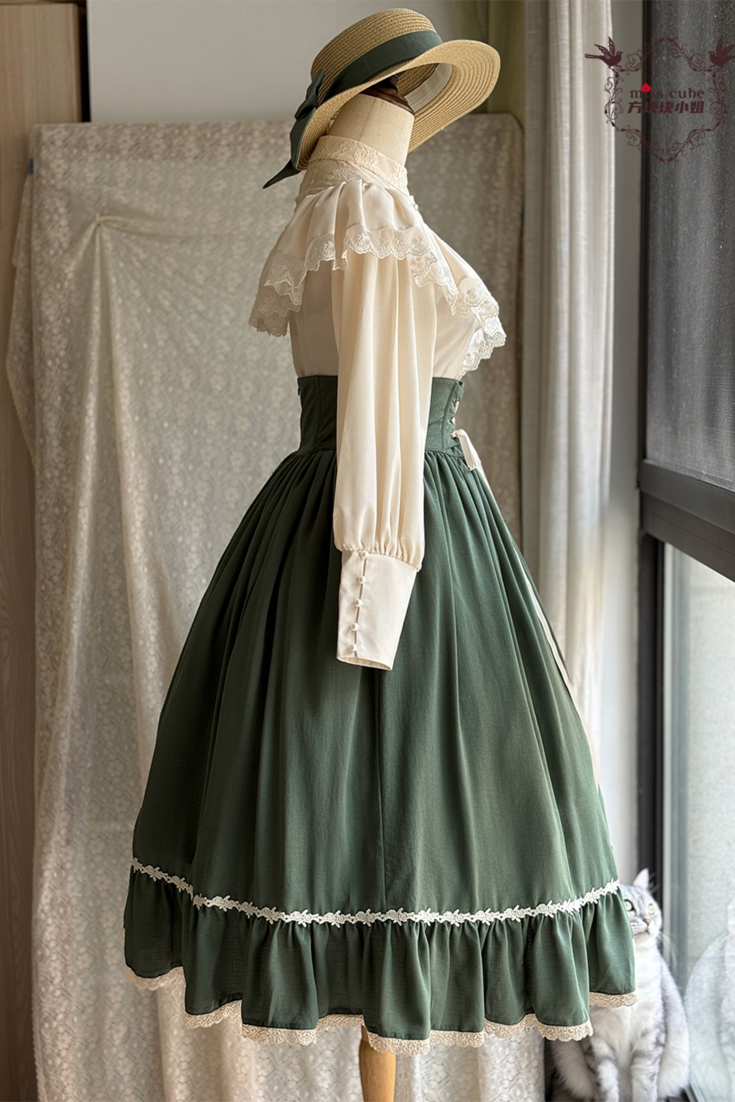 Sketch Wild Rose Elegant Herringbone Lolita Skirt