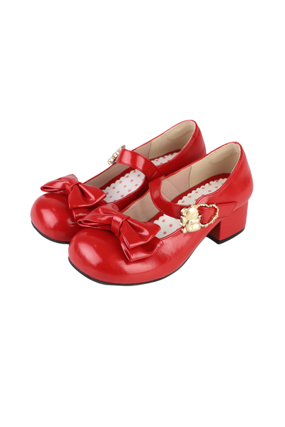 Glossy Sheep Bowknot Shoes