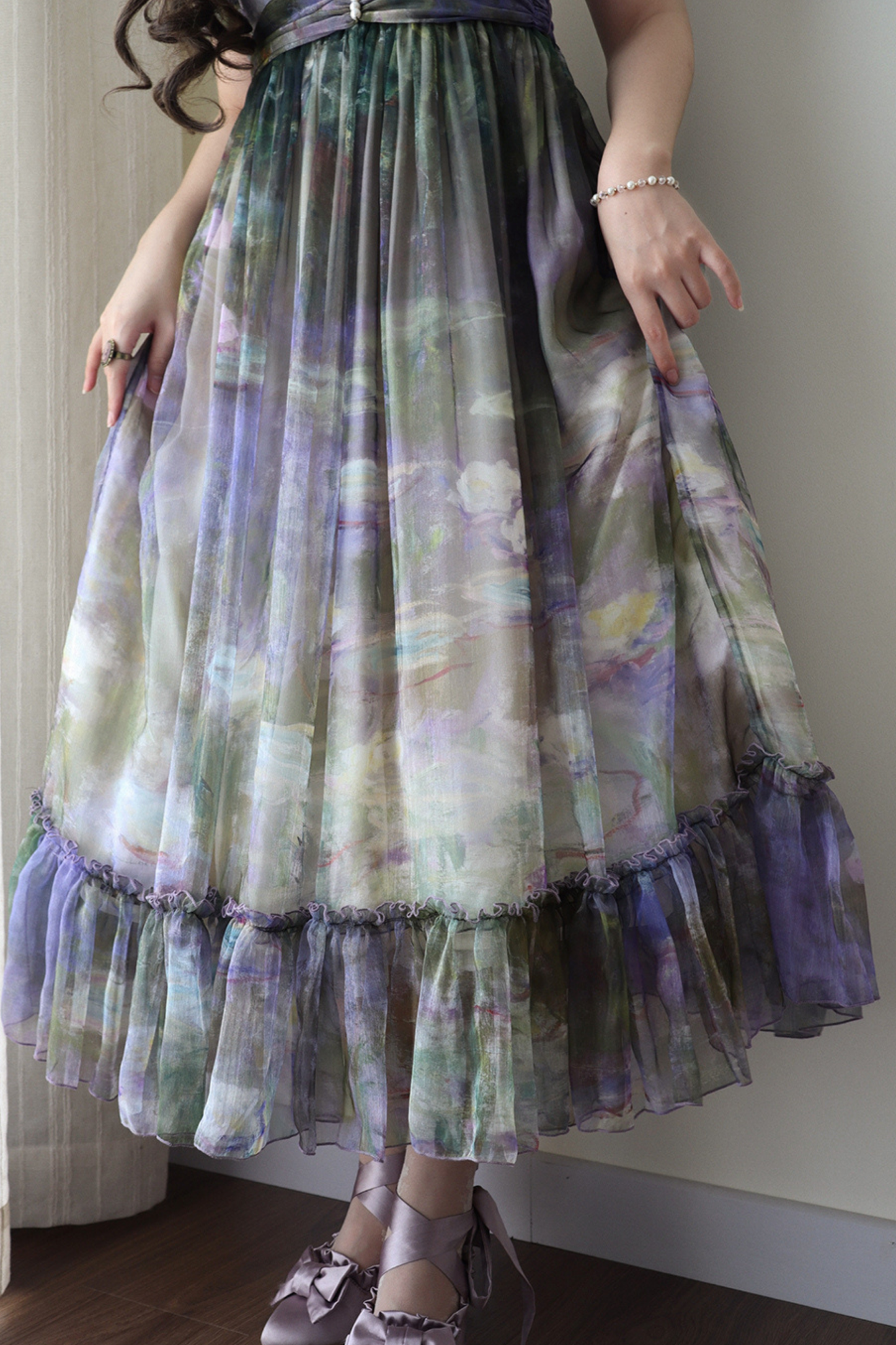 マーブルアートハイウエストマークロリータドレス