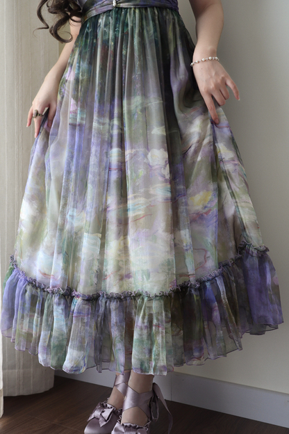 マーブルアートハイウエストマークロリータドレス