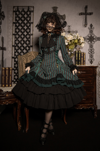 Retro Striped Elegant Gothic Lolita Dress