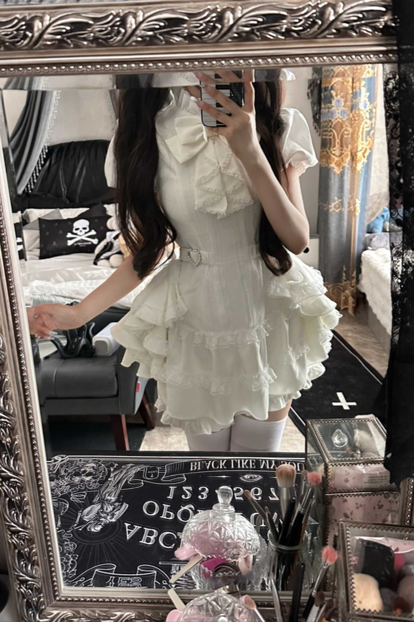 パフスリーブエレガントゴシックスタイルトップス+パンツ