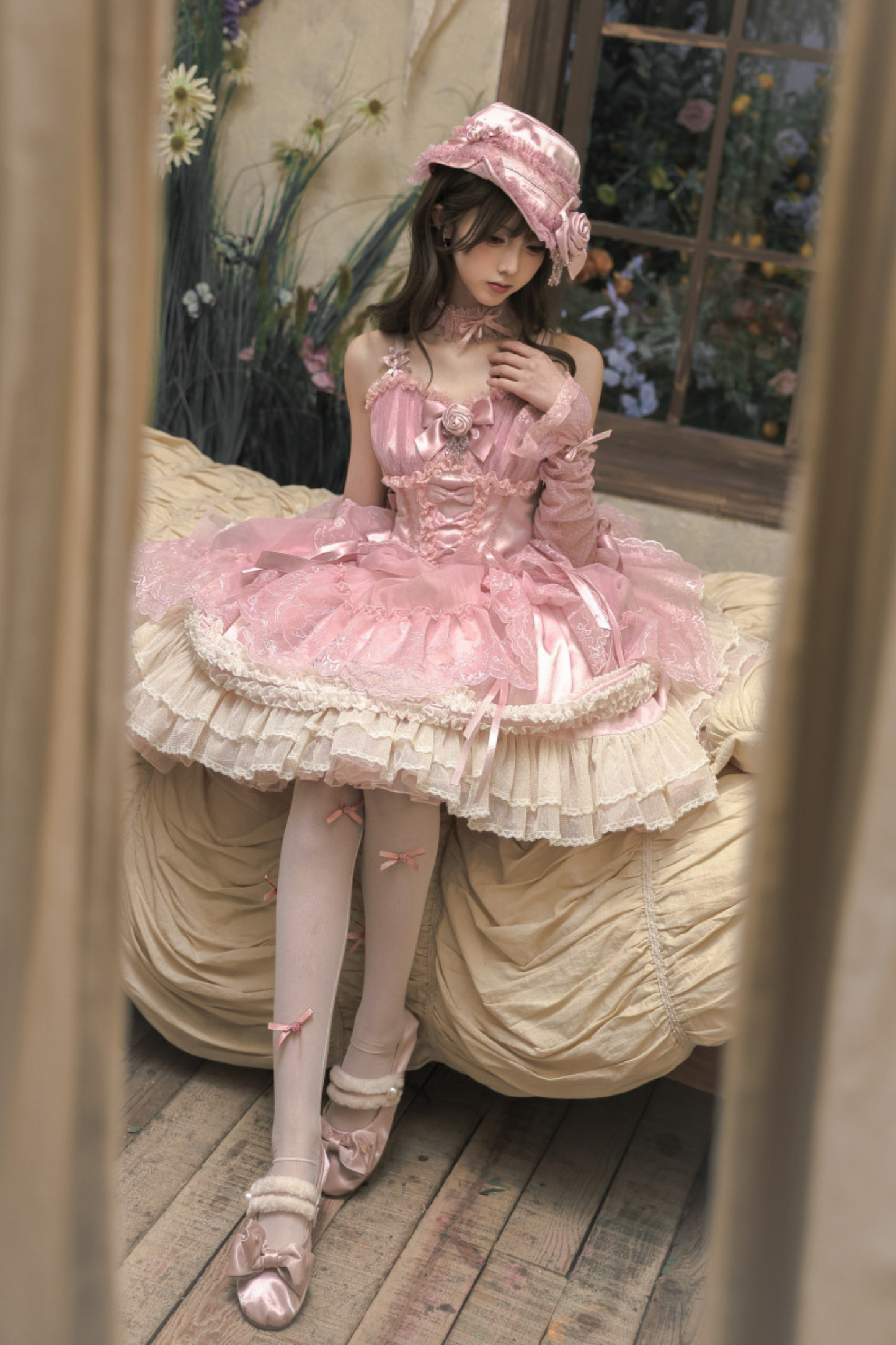 Moon River Lolita Puff Sleeve Top + Vest + Skirt
