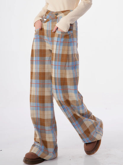 Retro Check Wide Pants