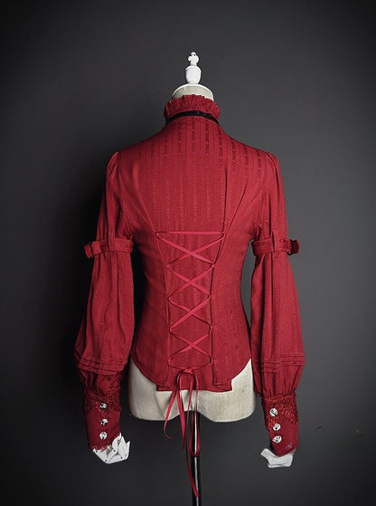 【2月23日予約締切】ドーンブレイカーゴシックフリルスタンドカラージャカードリボンシャツ